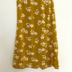 Mock Wrap Skirt by Billabong, Mustard Yellow with White Flowers